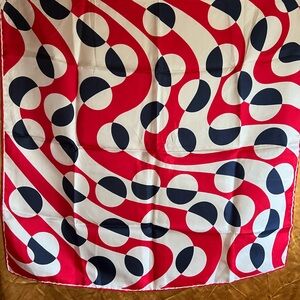 Vintage Red, Navy & White Geometric Scarf